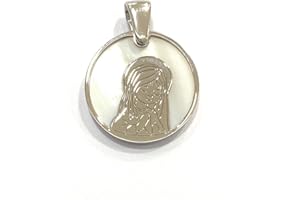 DE BUSSY Medalla Virgen Niña comunión en Plata de Ley y nácar