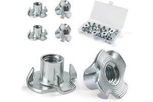 FOMGIIN Tuerca en T de 4 Puntas M10 X 14 mm, 20 Pieza Tuerca de Cuatro Puntos, Tuercas de Accionamiento, T Tuerca de Acero Carbono, Adecuado para Muebles de Madera, Construcción, Embutir Madera