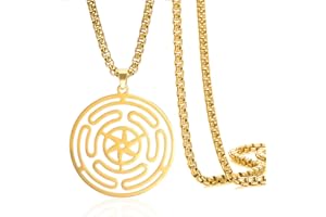 VASSAGO Ruota della Dea Ecate Collana con ciondolo Strophalos Collana con simbolo di Ecate Collana in acciaio inossidabile Gioielli pagani Wicca Amuleto