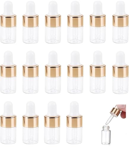Kit De 16 Mini Flacons Compte-gouttes En Verre 3ml Avec Pipette - Pour Huiles Essentielles, Cosmétiques, Voyage