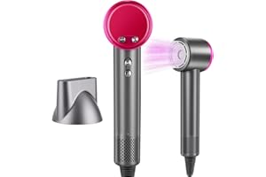 NINSETINSOE Hair Dryer, Professional Ionic Hair Dryer with 3 Speed 4 Heat Setting, Brushless Motor 110000 RPM Low Noise Thermo-Control Travel Hairdryers with Magnetic Nozzle 1600W Portable for Home Travel(Gray)