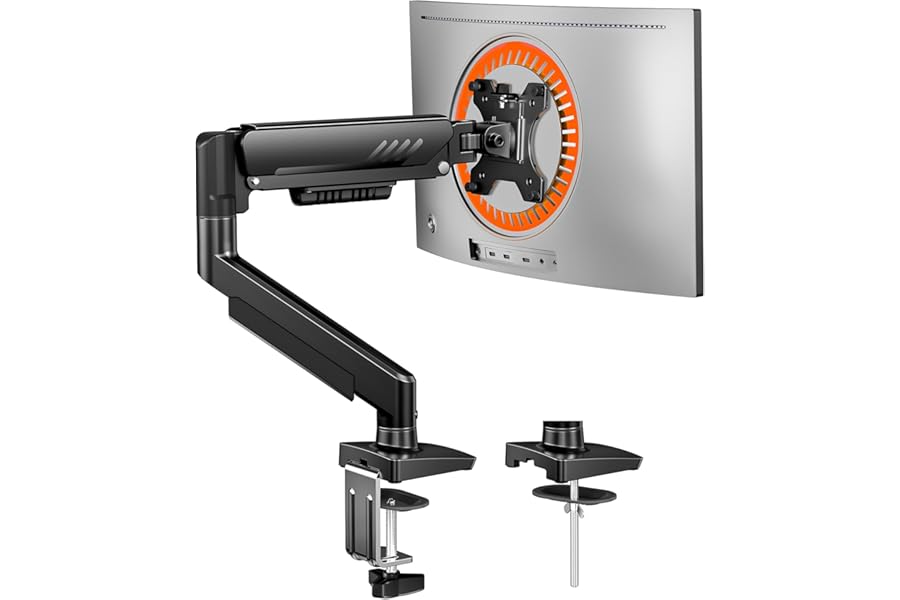 ErGear Single Monitor Arm, Fully Adjustable Monitor Mount for 13–34 Inch Screens, Fast Install Computer Monitor Stand with Tool-Free VESA Mount, Cable Management, Holds 9kg, Max VESA 100x100mm