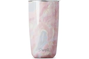 S'well Tumbler with Lid, 530ml, Geode Rose, BPA/BPS-Free Vacuum Triple-Insulated Travel Cup with Slide-Open Lid, for Hot and Cold Beverages, At Home or Work up to 12h Cold/4h Hot