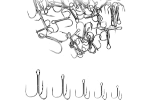 JRILUO 50 Ancorette da Pesca, Ami da Pesca Mare Orata, Set di Drillingshaken in Acciaio al Carbonio, Amo Pesca Tripla Punta, UV, Anti-Ruggine, Taglie 2/4/6/8/10, per Acqua Dolce e Salata