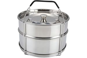 lmoikesz Two Stackable Steamer Insert Pans Stainless Steel Electric Pressure Cooker Insert