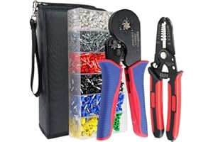 YMYP Ferrule Crimping Tool AWG 23-7 (0.25mm²-10mm²), Hexagonal Crimper Plier with Wire Stripper & 1900Pcs End-Sleeves Terminals Kit