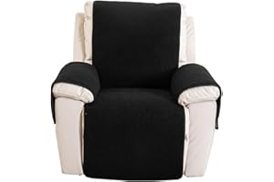 LHTCCSHL Sherpa Fleece Recliner Chair Cover Super Soft Warm Plush Sofa Slipcover Furniture Protector Non Slip Washable Reclining Chair Cover Protector for Kids, Pets(Black,(30"*91") 76 * 231CM)