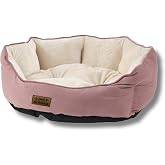 Pet Dreams Sprit L&uuml;ks Kedi/K&ouml;pek Yatağı, Kaymaz Altlık, Sertifikalı Kumaş, Yıkanabilir, Silikon Elyaf Dolgulu Pembe-Krem 50 x