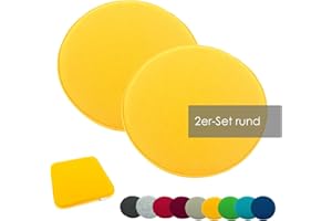 ‎HEIMTEXLAND heimtexland ® 2er Pack Sitzkissen Filz Stuhlkissen Bodenkissen Polster Stuhlauflage Indoor Outdoor Kissen rund Typ631 Filzkissen senfgelb 35x35 cm 2 Stück