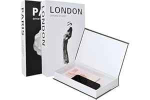 ELITECRAN 3 PCS Magnetic Decorative Fake Books, Fashion Fake Book Box, Stacked Hardcover Faux Books, Display Fake Books, Black White Decor Books with Storage Function, for Home/Coffee Table/Bookshelf/Office (B)