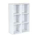 VASAGLE Wooden 3-Tier Bookcase Book Shelf Display Storage Shelf with 6 Compartments White LBC203D