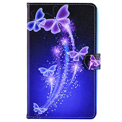HB-Int 3 in 1 Standfunktion Hülle für Samsung Galaxy Tab E T375 / T377 8.0″ Flip PU Leder Schutzhülle Lila Schmetterling Wallet Case Brieftasche Kartenfächer Ledertasche Magnetverschluss Schale Beschützer Haut Lederhülle Book Style Holder Etui Protective Cover Dünn Slim Cover Schwarz Bumper Zubehör mit Stylus Pen + Staub Steckere - 2