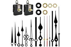 BeiLan 2 Pcs Mecanismo de Movimiento de Reloj de Eje Largo y Alto Torque con 5 Diferentes Pares de Manecillas para DIY Reparación de Reloj Reemplazo de Piezas(16mm+22mm)