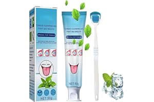 JOKBEN 1PCS Tongue Cleaner Gel with Tongue Brush, Tongue Scraper, Fresh Mint Tongue Cleaner Gel, Tongue Cleaner Kit for Oral Care Removes Bad Breath