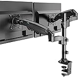 HUANUO Dual Monitor Stand for 17-32 inch Screens, Height Adjustable Gas Spring Dual Monitor Arm, Full Motion Monitor Mount Su