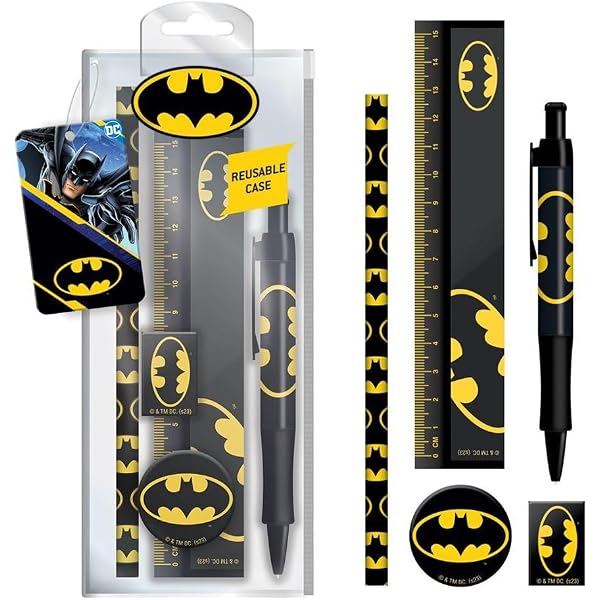 Cerdá Batman Federmappe 3-fach – Offizielle DC Comics Lizenz, Mit 16 Stiften, Für Schule