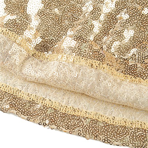 EALSN Frauen Pailletten Abend Party Kleider Sleeveless V-Ausschnitt Cocktail Lange Kleider,Gold-S - 5