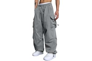 RUMAOZIA Cargohose Herren Oversized Vintage Weites Bein Sweathose Fallschirmhose Cargo Lange Hosen Streetwear Freizeithose mit Gummizug Baggy - Weite Hose Herren Hip Hop Y2K Jogginghose
