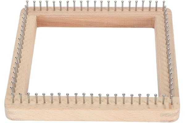 Msiud Métier à en Bois, Kit Tissage Cadre, Cadre Tissage Main en Planche Carrée, Planche à Tisser Faite la Main pour la Fabrication D'écharpes, Chaussettes et Jouets (20 * 20 cm)