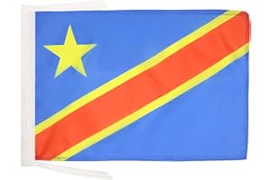 AZ FLAG - Drapeau République Démocratique du Congo - 45x30 cm - Pavillon Congolais 100% Polyester Avec Deux Cordelettes - 20g