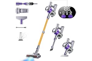 Tdyon Aspirapolvere Senza Fili 40Kpa&450W, 50Mins Scopa Elettrica Senza Aspirapolvere Senza Fili Potente, 11 Stadi Filtrati OLED Smart Anti-Avvolgimento, per Peli Animali/Pavimenti/Tappe