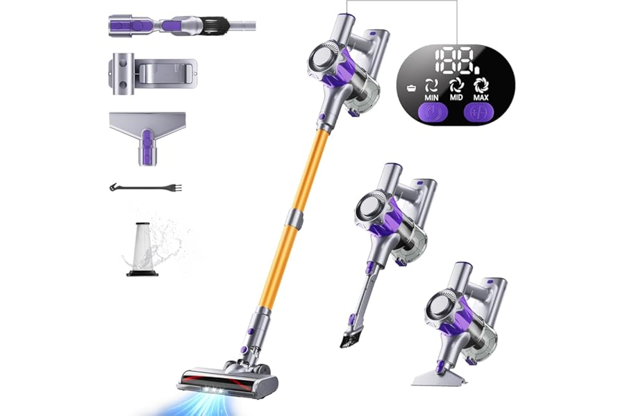 Tdyon Wireless Vacuum Cleaner 40Kpa & 450W, 50Mins Powerful Wireless Vacuum Cleaner, 11 Stages Filtered OLED Smart Anti-Winding, for Animal Hair/Floors/Stages