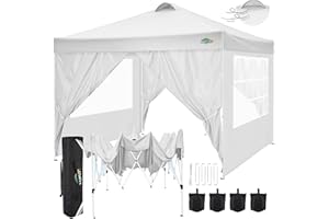 COBIZI Tonnelle De Jardin 3 X 3 M Tonnelle Pliante Tente RéCeption，Barnum Pliant 3x3 with 4 Removeable Sidewalls, à Hauteur RéGlable pour FêTe Marriage Les ActivitéS Commerciales,Blanc
