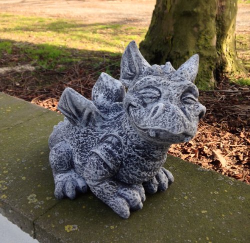 Steinfigur “ GROSSER DRACHE GRIZOO „, Frostfest bis -30°C, massiver Steinguss - 2