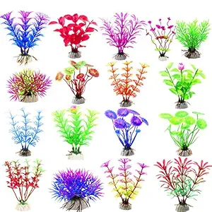 CousDUoBe 17 Pack Fish Tank Plants, Small Aquarium Plants Artificial, Used for Household and Office Aquarium Decoration