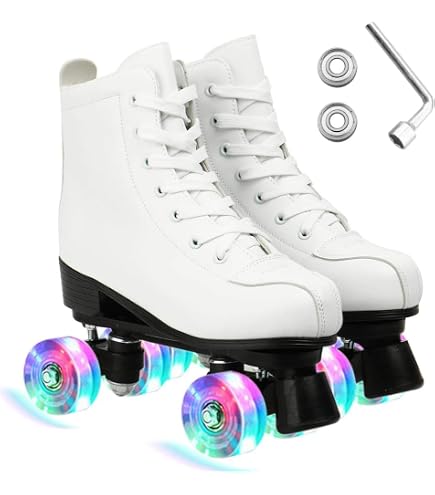 Patins à Roulettes 4 Roues Classiques - Blanc - Taille Mixte - Neufs Sous Emballage