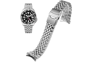 Danxancy Stainless Steel Watch Band Curved Ends Tapered 18mm 19mm 20mm 21mm 22mm 23mm 24mm Flexible Metal Watch Strap Smartwatch Bracelet Deployment Double FlipLock Buckle Silver Black