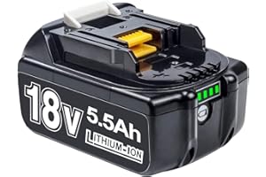 BOTKK Akumulator 18 V do Makita 5,5 Ah, akumulator zastępczy BL1860B BL1850 BL1860 BL1830B BL1830 BL1840 BL1835 BL1845 BL1815 LXT-400 z akumulatorem narzędziowym LED