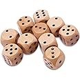 JZS Wooden Dice Set,Standard 16mm 6 Sided for Perfect for Board Games and RPGs,with Numbers 1-6 Wooden Dice Set Party Favors for Table Games,50PCS
