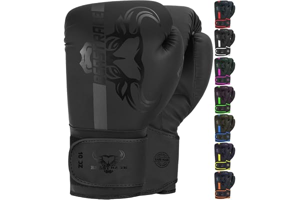 BEAST RAGE boxningshandskar för träning och sparring, slagsäck, mitts och boxboll, med ventilerad handflata – 8, 10, 12, 14, 16 oz