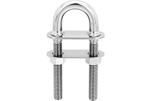 ASDMM Barco marino U perno popa proa ojo amarre abajo, RV yate de acero inoxidable con tuercas hexagonales y arandelas, 4-1/2 "longitud general, 3/8" stock, 3" longitud de rosca (1)