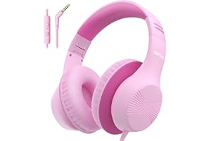 EarFun Kinder Kopfhörer, Over-Ear Kopfhörer für Kinder mit Kabel, 85/94dB Lautstärkenbegrenzer, Faltbar, Einstellbar, Hi-Fi Klang, HD-Mikrofon, Komfortables Tragen, Kinderkopfhörer für Schule/Tablet