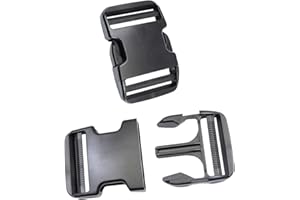 BAIWOAK Fibbie a rilascio laterale 15mm/20mm/25mm/32mm/38mm/50mm Heavy Duty Plastica Fibbia Clip a scatto Doppia Regolabile Zaino Fibbia di Ricambio No Cucito Nero