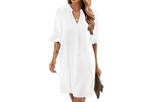 Famulily Women's V Neck Half Sleeve Shirt Dress Elegant Summer Casual Solid Color Short Dress S-XXL