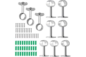 Closet Rod Holder,CHENKEE 10 Pcs Stainless Steel Hanging Rod Wardrobe Rail Bracket Closet Pole Sockets Heavy Duty Holder Closet Rod End Supports for Wardrobe Bracket Shower Curtain Rod