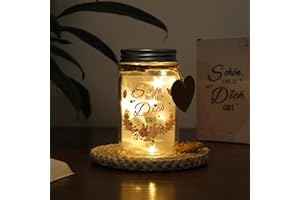 JVURICE LED Flaschenlicht, Schön dass es Dich gibt, Beleuchtete Flasche Mit Spruch, für frauen, Glückslicht Dekolicht für Geburtstag Hochzeit,Weihnachten, Spardose Hochzeitsgeschenk
