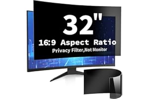 DEJIMAX Computer Privacy Screen Filter Protector for 32 Inch (81cm) Curved Monitors - Anti-Glare & Blue Light Filter, HD Anti-Spy Shield with Eye Care for 16:9 Widescreen, Office, Home Travel