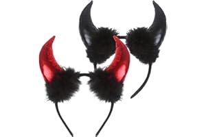 JOFONY Halloween Haarreifen,Teufelshörner Haarreif, Kostüm Zubehör Kopfschmuck für Karneval Party Cosplay Kostüm Maskerade Schwarze und Rot 2 Paar