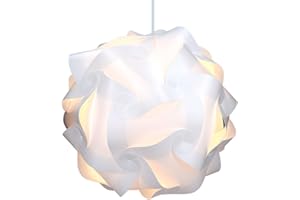 kwmobile Lampe puzzle abat-jour XL - Luminaire IQ 30 pcs 15 designs lumière blanche - Diamètre env 40 cm - Avec support plafond câble douille E27