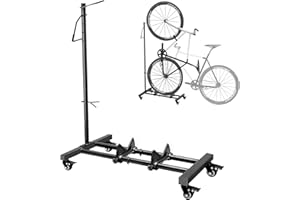 Mimoke Portabici con ruote, per mountain bike e bici da corsa fino a 29 pollici, regolabile in altezza, salvaspazio, ideale per appartamenti