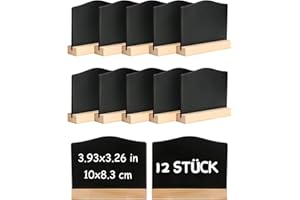 ‎DONQL DONQL 12Stück Mini Kreidetafel mit Ständer, Kleine Tafel Holzschilder zum Beschriften, Mini Tafel Set,Tischkarten Preisschilder Platzkarten Kreidetafel Aufsteller für Hochzeit,Geburtstag usw. (Wellig)