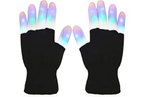 Vicloon LED Flashing Rave Gloves with Multi Modes, Colorful Light Up Warm Gloves for Zoom Themed Night Party Festivals Halloween Christmas