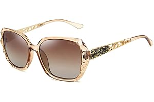 ANDOILT Gafas de Sol Polarizadas de gran Tamaño para Mujer con Marco Compuesto Brillante Clásico para Señoras