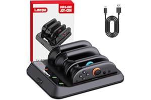 Lmcpa Ladestation für Switch 2 Joy-Con – Kompatibel mit Nintendo Switch 2, inkl.4 LED-Ladeanzeige,ständer mit Type-C,Schwarz