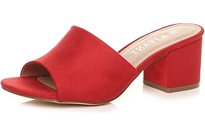 AJVANI Womens ladies low mid block heel casual party evening mules sandals size