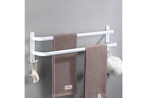NVDSIVEE Towel Rack Holder Wall Mounted Space Aluminum Towel Rail Towel Bar Stands for Bathroom Hotel Kitchen (40cm, White 2 Layer)